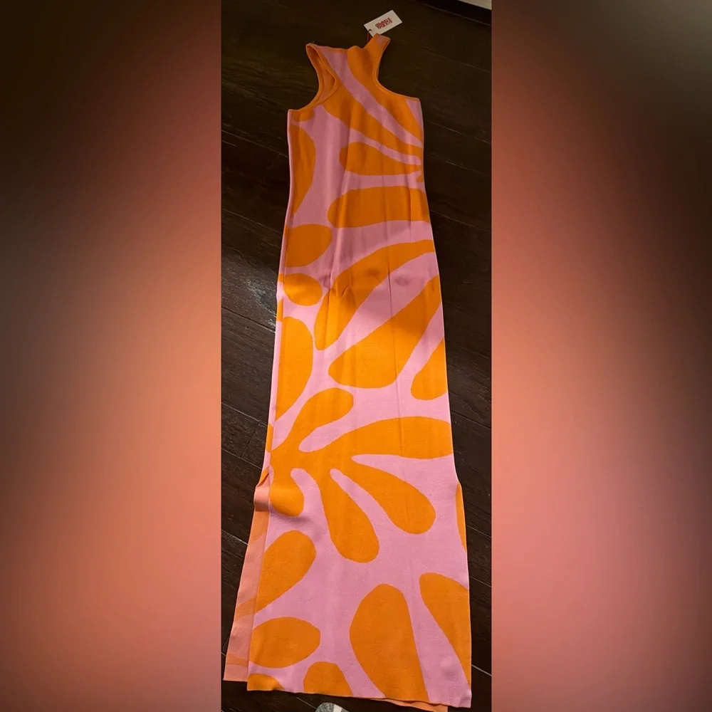 NWT Solid & Striped Knit Sia Maxi Dress – Carnation Pink/Clementine, Size S - Picture 4 of 6
